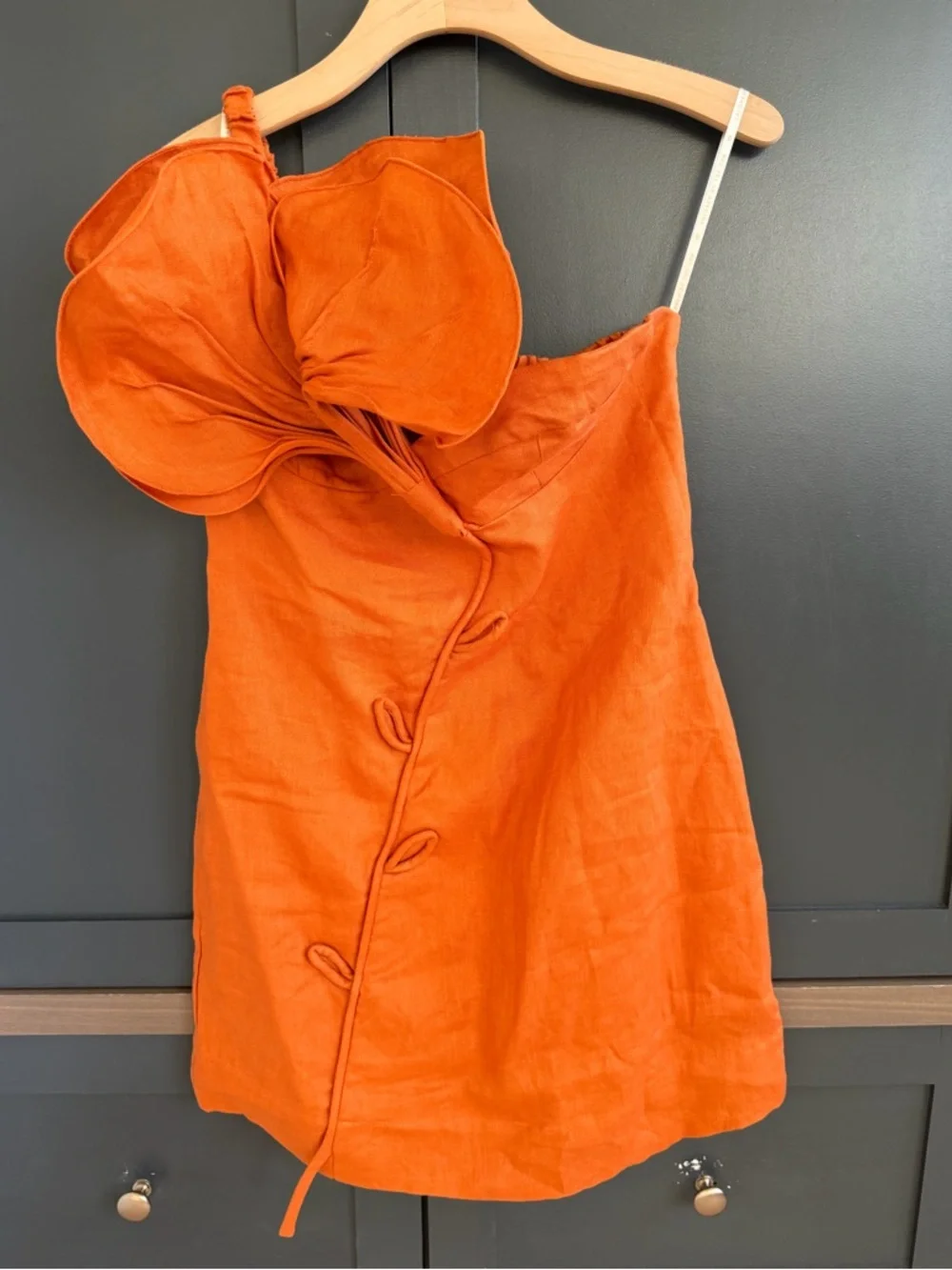 FARM Rio | Orange Flower Euroflax™ Premium 100% Linen Mini Dress | M - Picture 3 of 13